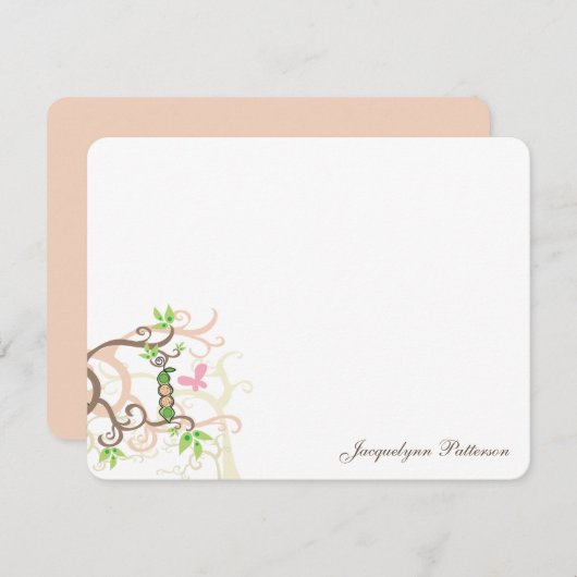 双子かわいい赤ちゃん女お洒落の子ピンクのエンドウ豆 サンキューカード (正面/裏面)