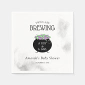 双子がハロウィーンの赤ちゃんシャワーを醸造している スタンダードカクテルナプキン (正面)