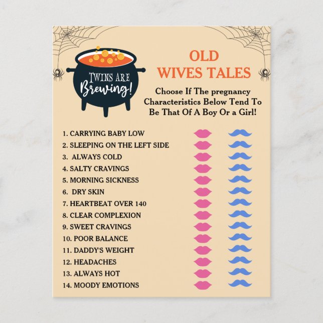 双子がハロウィーンの赤ちゃんシャワーゲームを醸造している (正面)