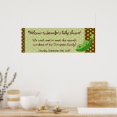 双子がポッドの赤ちゃんシャワーのバナーを見る ポスター (キッチン)