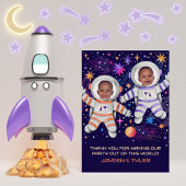 双子が太陽のまわりに宇宙飛行士の写真を最初に旅 サンキューカード