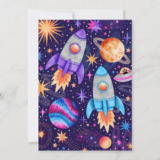 双子が太陽のまわりに宇宙飛行士の写真を最初に旅 招待状 (裏面)