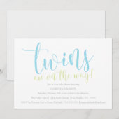 双子が生まれてきます | 男の子のご案内 招待状 (正面/裏面)