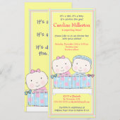 双子が眠るベッド、女の子と男の子の赤ちゃんの招待状 招待状 (正面/裏面)