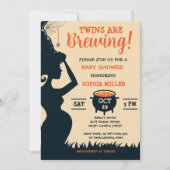 双子が醸造してる!ハロウィーン魔女ベビーシャワー 招待状 (正面)