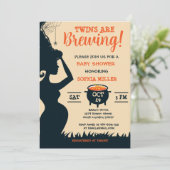 双子が醸造してる!ハロウィーン魔女ベビーシャワー 招待状 (スタンド正面)