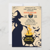 双子が醸造シャワーウィッチハロウィーンカルドロン 招待状 (正面)