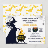 双子が醸造シャワーウィッチハロウィーンカルドロン 招待状 (正面/裏面)