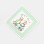 双子だ！かわいい男の子ツインベビーシャワー スタンダードランチョンナプキン (角)