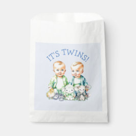 双子だ！かわいい男の子ツインベビーシャワー フェイバーバッグ