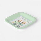 双子だ！かわいい男の子ツインベビーシャワー ペーパープレート (傾斜あり)