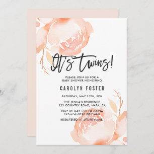 双子だ!ガールベビーシャワー招待状 招待状