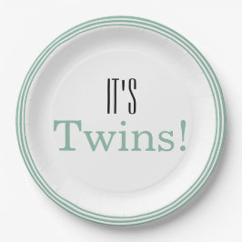 双子だ！グリーンベビーシャワーパーティー紙プレート ペーパープレート