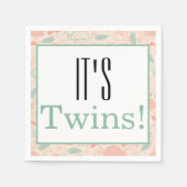 双子だ！フローラベビーシャワーパーティー紙ナプキンス スタンダードカクテルナプキン (正面)