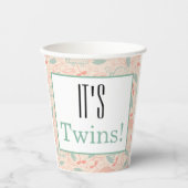 双子だ!フローラベビーシャワーパーティー紙ナプキンス 紙コップ (正面)