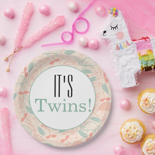 双子だ!フローラベビーシャワーパーティー紙プレート ペーパープレート (パーティー)