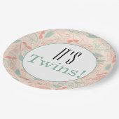 双子だ!フローラベビーシャワーパーティー紙プレート ペーパープレート (アングル)