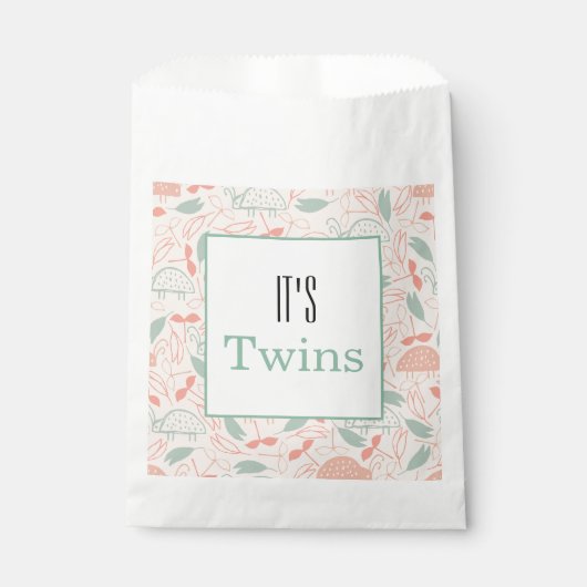 双子だ!ベビーシャワーパーティーの好意バッグ フェイバーバッグ (正面)