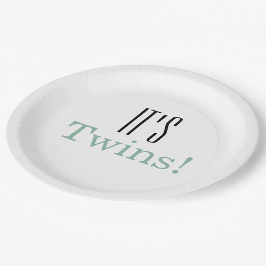 双子だ！ベビーシャワーパーティー紙プレート ペーパープレート (アングル)