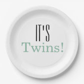 双子だ!ベビーシャワーパーティー紙プレート ペーパープレート (正面)