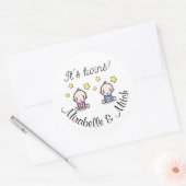 双子だ！名前パーソナライズされた丸スタンプ ラウンドシール (封筒)