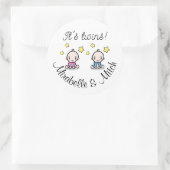 双子だ！名前パーソナライズされた丸スタンプ ラウンドシール (バッグ)