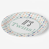 双子だ!幾何学的モダンベビーシャワーパーティー ペーパープレート (アングル)