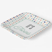 双子だ！赤モダン男女兼用ちゃんシャワー ペーパープレート (傾斜あり)