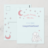 双子ちゃんです！おめでとう - かわいいウサギ ポストカード (正面/裏面)