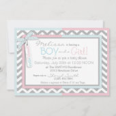 双子ちゃんのタイとチュチュのシェブロンベビーシャワー 招待状 (裏面)