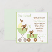 双子ちゃんのベビーシャワー招待状 招待状 (正面/裏面)