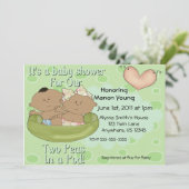 双子ちゃん 男の子 女の子 豆がら 妊娠お披露目 招待状 (スタンド正面)