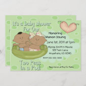 双子ちゃん 男の子 女の子 豆がら 妊娠お披露目 招待状 (正面/裏面)