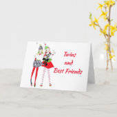 ***双子と最高の友達***ク祝リス カード (黄色い花)