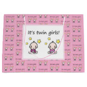 双子にとっては双子の女の子のカスタマイズ贈り物の包み ラージペーパーバッグ (正面)