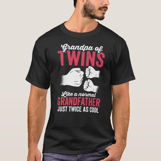双子のおじいちゃんベビー発表パーティーツイングラン Tシャツ (正面)