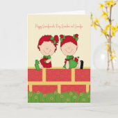 双子のおばあちゃんのデイカード カード (黄色い花)