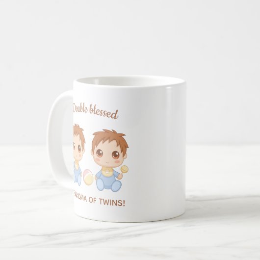 双子のおばあちゃん男の赤ちゃん コーヒーマグカップ (正面左)