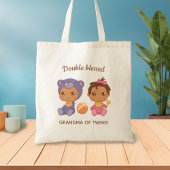 双子のおばあちゃん赤ちゃん女の子パープルベアージャンプスーツ トートバッグ