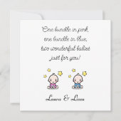 双子のおめでとうございます、名前、女の子と男の子。 カード (正面)