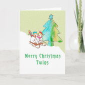 双子のお子様のクリスマスカード シーズンカード (正面)