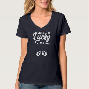 双子のお母さん1人St patricks妊娠 Tシャツ
