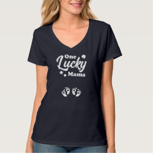 双子のお母さん1人St patricks妊娠 Tシャツ