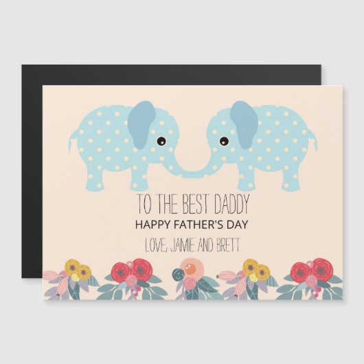 双子のお父さんのデイカード | かわいい象 (正面/裏面)
