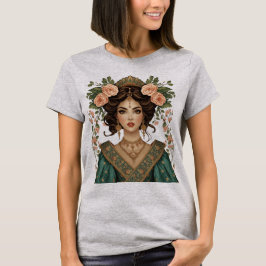 双子のお花のレディース | エレガントなフラワーアートのバックプリントTシャツ Tシャツ