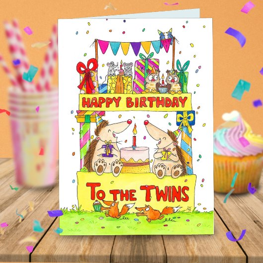 双子のお誕生日おめでとうカード カード