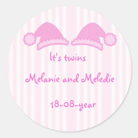 双子のかわいい帽子だ ラウンドシール (正面)