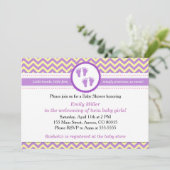 双子のご招待 女の子のベビーシャワー パープル イエロー 招待状 (スタンド正面)