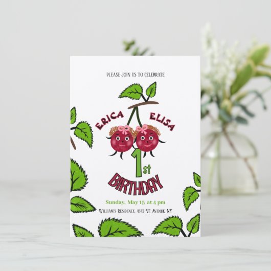 双子のさくらんぼの女の子 招待状 (スタンド正面)