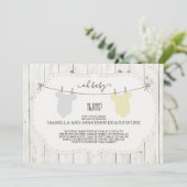 双子のためのベビーシャワー招待状- 男女兼用 招待状 (スタンド正面)